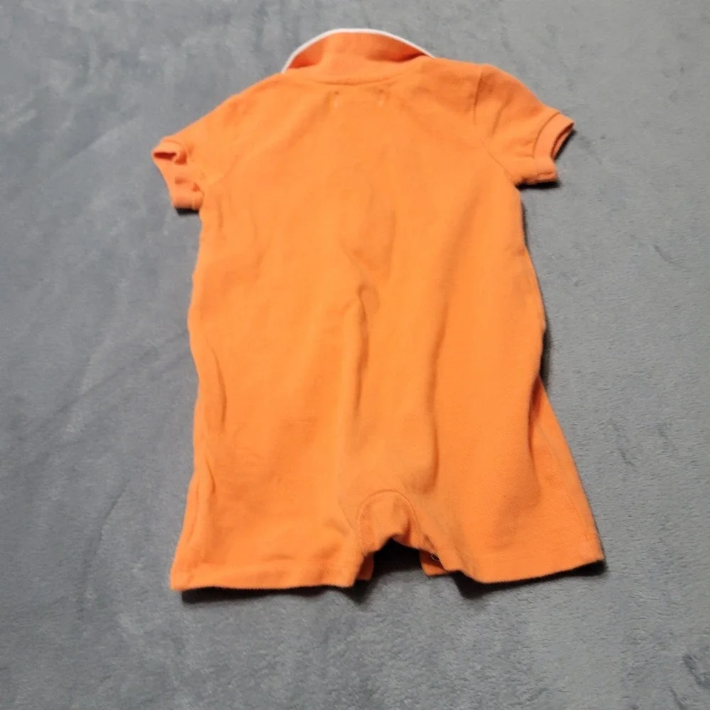 Ralph Lauren Outfit Baby Boy 9 Month Orange Short One Piece Pocket Logo Collared
